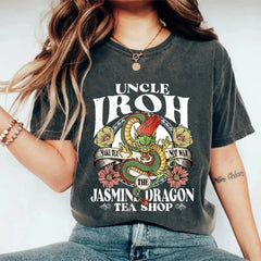 Uncle Iroh Jasmine Dragon Tea Shop Washed T-Shirt – Make Tea Not War T-Shirt, Avatar The Last Airbender Vintage Fan Tee