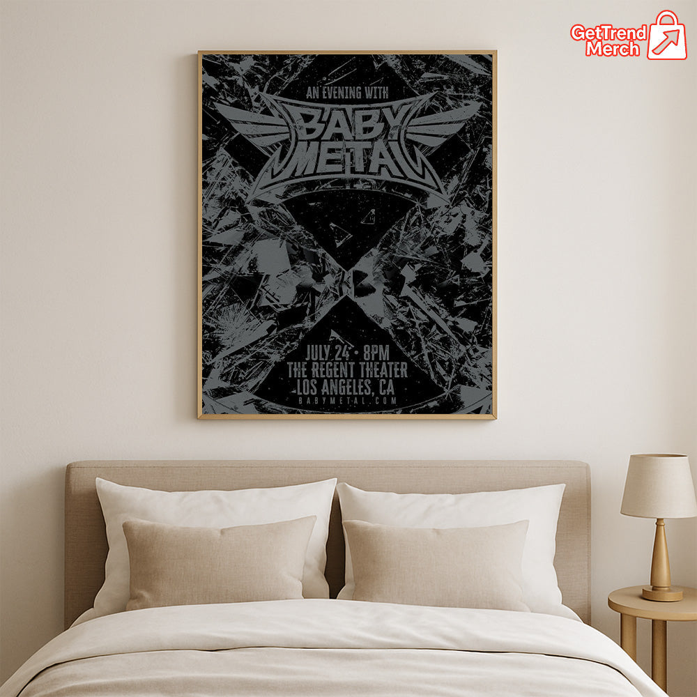 BABYMETAL Concert Tour Canvas - July 24, 2025 Los Angeles, CA The Regent Theater An Evening With BABYMETAL Canvas Wall Art Poster