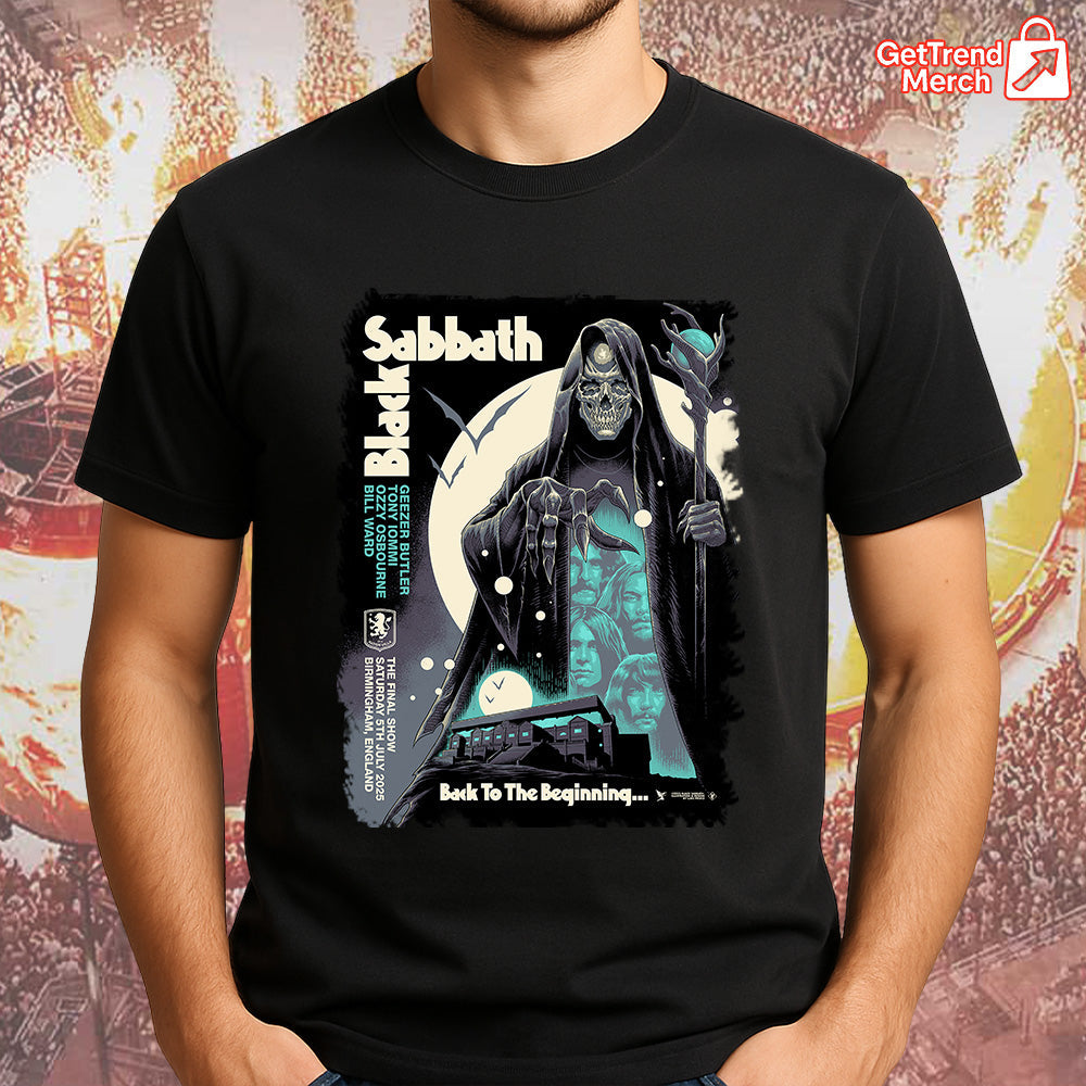 Black Sabbath Back To The Beginning Final Tour 2025 T-Shirt – Ozzy Osbourne Reaper Art – Birmingham, England Limited Edition