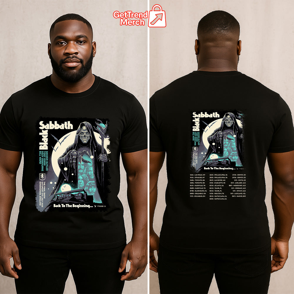 Black Sabbath Back To The Beginning Final Tour 2025 T-Shirt – Ozzy Osbourne Reaper Art – Birmingham, England Limited Edition