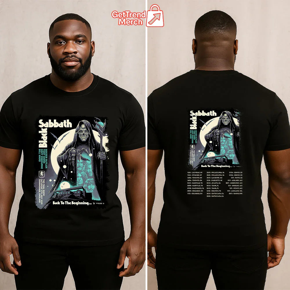 Black Sabbath Back To The Beginning Final Tour 2025 T-Shirt – Ozzy Osbourne Reaper Art – Birmingham, England Limited Edition - Get Trend Merch