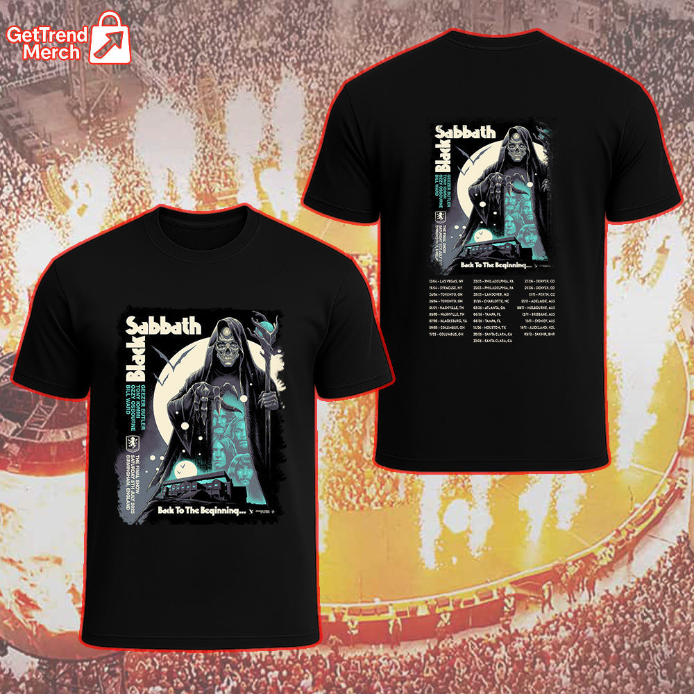 Black Sabbath Back To The Beginning Final Tour 2025 T-Shirt – Ozzy Osbourne Reaper Art – Birmingham, England Limited Edition