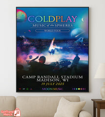 Coldplay 2025 Tour Poster | Music of the Spheres – Madison, WI | Camp Randall Stadium – July 19, 2025 Show Canvas