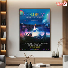 Coldplay 2025 Tour Poster | Music of the Spheres – Madison, WI | Camp Randall Stadium – July 19, 2025 Show Canvas