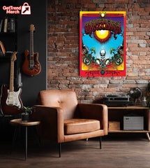 Grateful Dead Aoxomoxoa 56th Anniversary Poster Canvas Wall Art – Psychedelic Skull & Sun Design