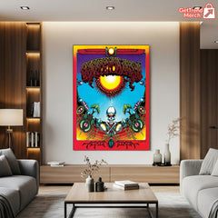 Grateful Dead Aoxomoxoa 56th Anniversary Poster Canvas Wall Art – Psychedelic Skull & Sun Design
