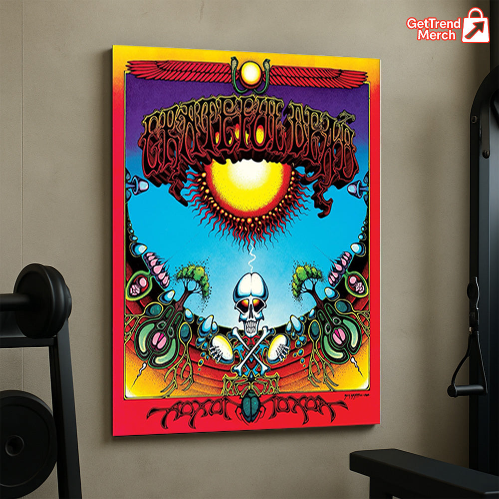 Grateful Dead Aoxomoxoa 56th Anniversary Poster Canvas Wall Art – Psychedelic Skull & Sun Design - Get Trend Merch