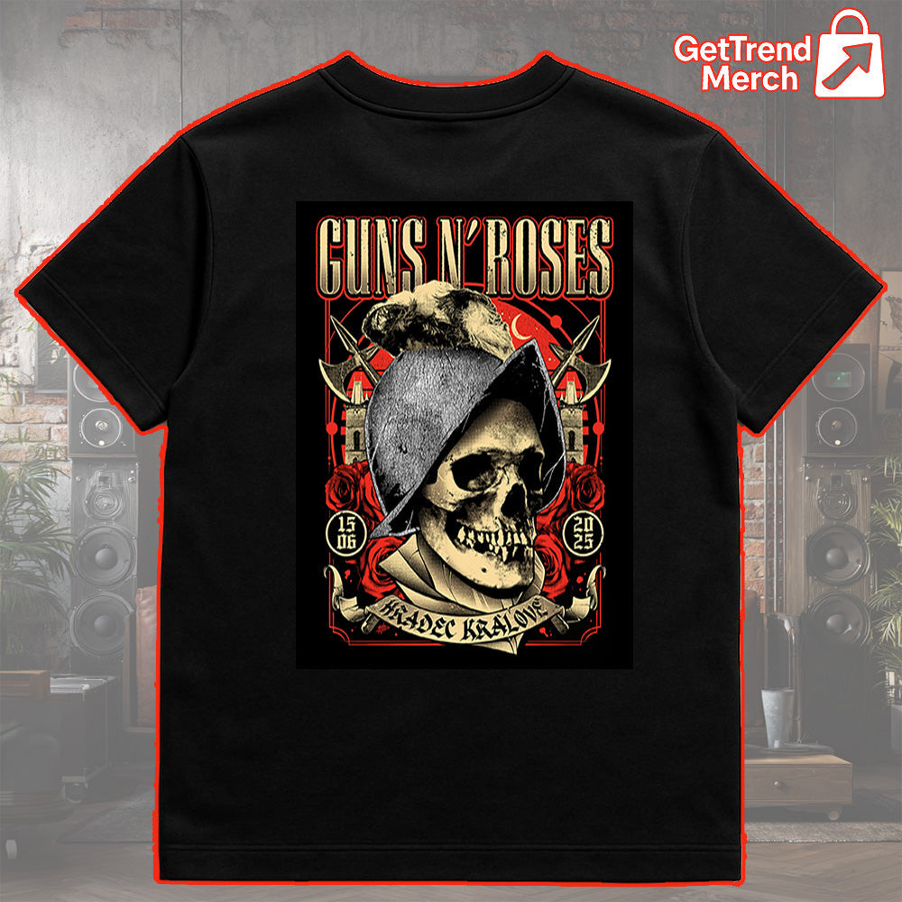 Guns N' Roses Concert Tour 2025 Hradec Králové Czech Republic June 15 Skull Soldier Art T-Shirt - Get Trend Merch