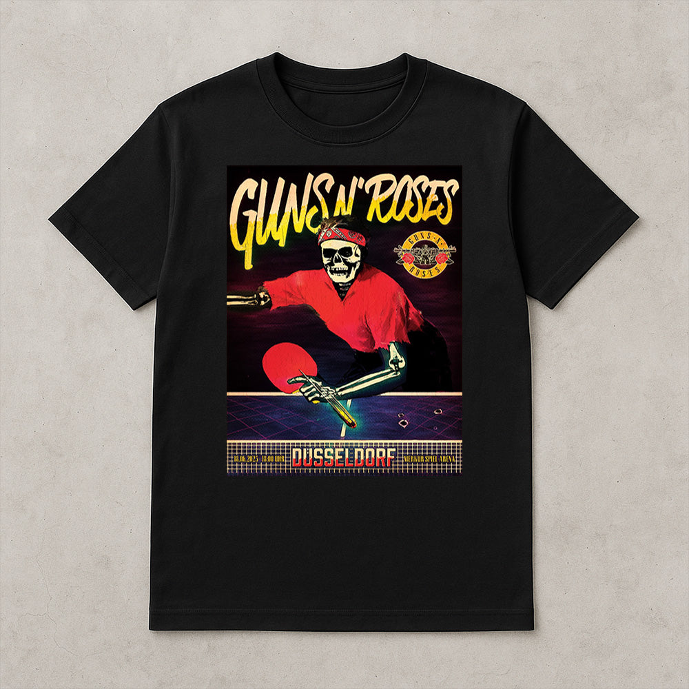Guns N’ Roses Düsseldorf 2025 Skeleton Ping Pong Concert T-Shirt – Limited Edition Tour Merch - Get Trend Merch