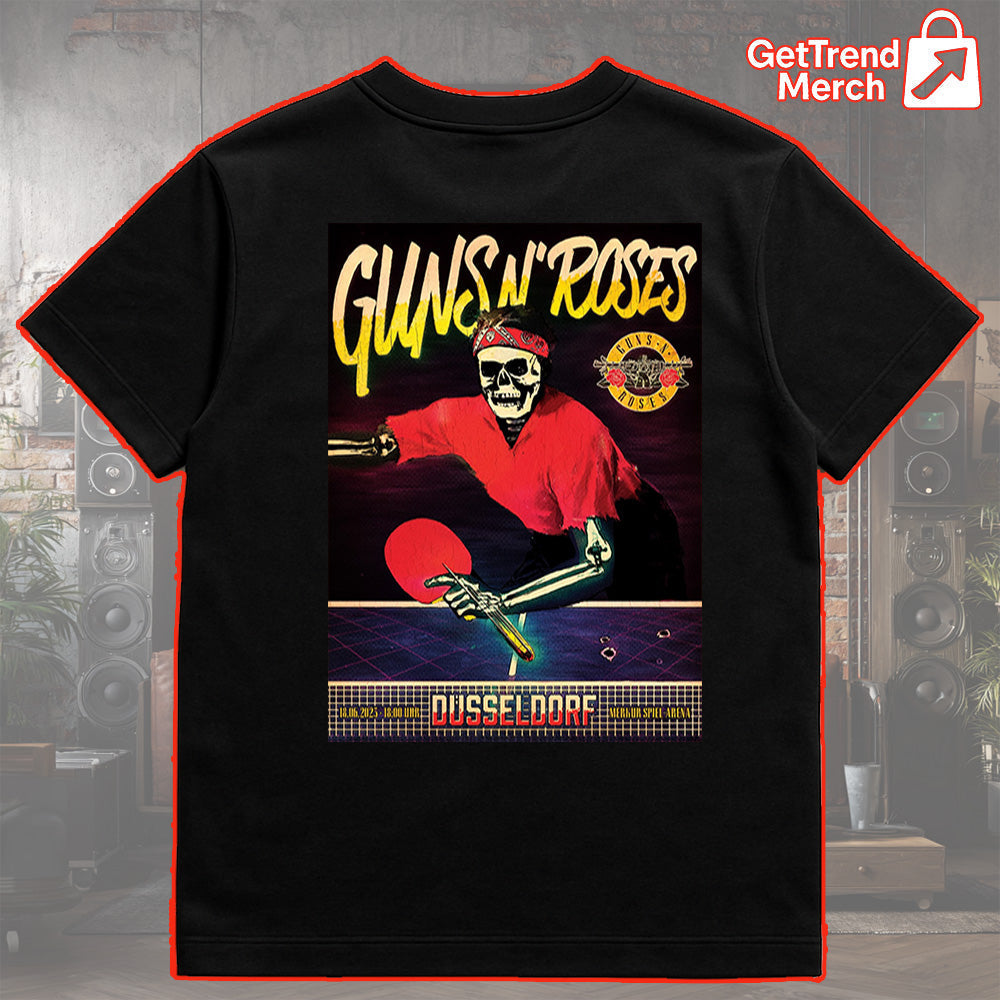 Guns N’ Roses Düsseldorf 2025 Skeleton Ping Pong Concert T-Shirt – Limited Edition Tour Merch - Get Trend Merch