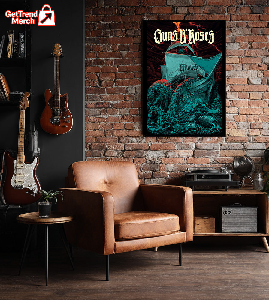 Guns N’ Roses Munich Germany Poster Canvas – June 2025 Allianz Arena Concert Art Print - Get Trend Merch