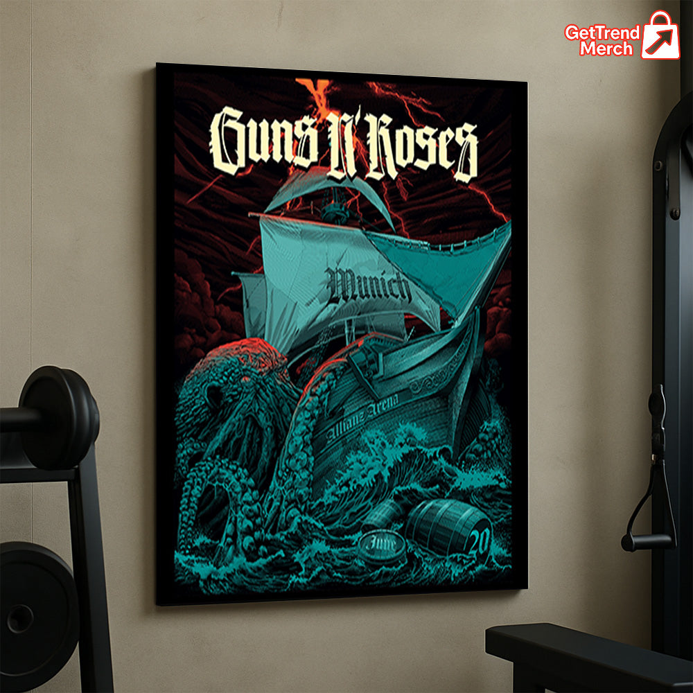 Guns N’ Roses Munich Germany Poster Canvas – June 2025 Allianz Arena Concert Art Print - Get Trend Merch