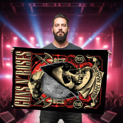 Guns N' Roses World Tour 2025 Hradec Králové June 15 Concert Skull Rose Art 2-Sided House Flag - Get Trend Merch
