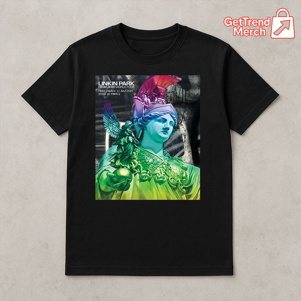 Linkin Park Concert Tour From Zero World Tour July 11, 2025 Paris, France Stade de France Statue Art Official Band T-Shirt