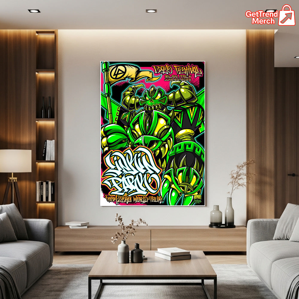 Linkin Park From Zero World Tour Milan June 24, 2025 Poster Canvas – Urban Aztec Limited Edition Art - Get Trend Merch