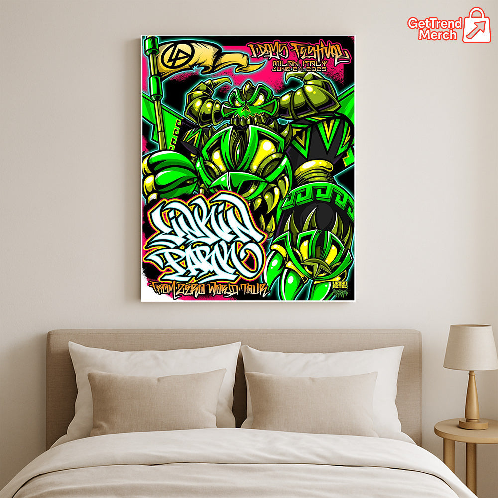 Linkin Park From Zero World Tour Milan June 24, 2025 Poster Canvas – Urban Aztec Limited Edition Art - Get Trend Merch