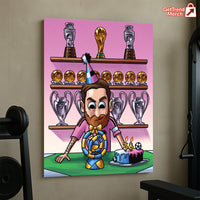Lionel Messi 38th Birthday Cartoon Poster Canvas – Trophy Room Wall Art Gift - Get Trend Merch