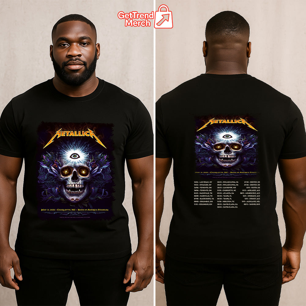 Metallica Charlotte 2025 Third Eye Skull T-Shirt | M72 Tour Official Tee – May 31 at Bank of America Stadium