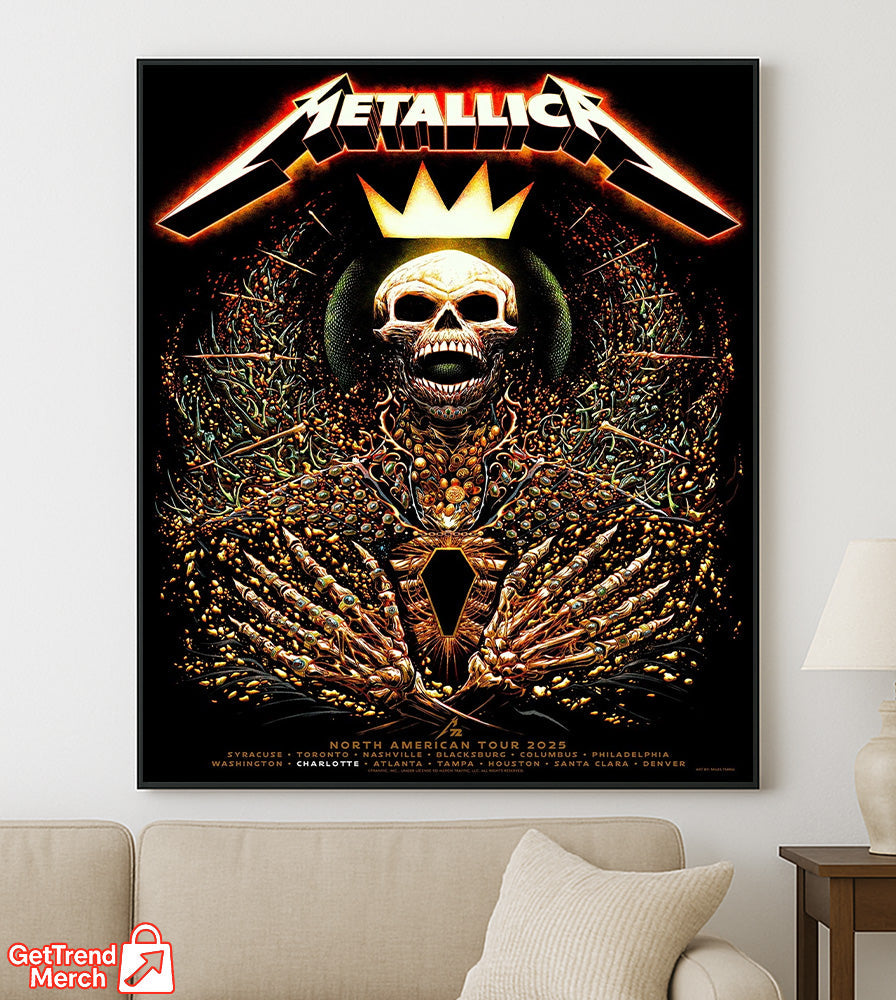Metallica Charlotte Pop-Up Shop Poster – M72 World Tour 2025 Exclusive Art – North Carolina Canvas Wall Art