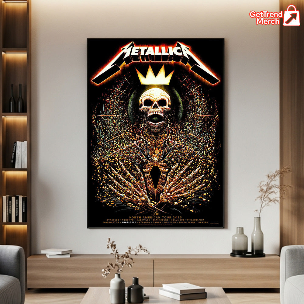 Metallica Charlotte Pop-Up Shop Poster – M72 World Tour 2025 Exclusive Art – North Carolina Canvas Wall Art