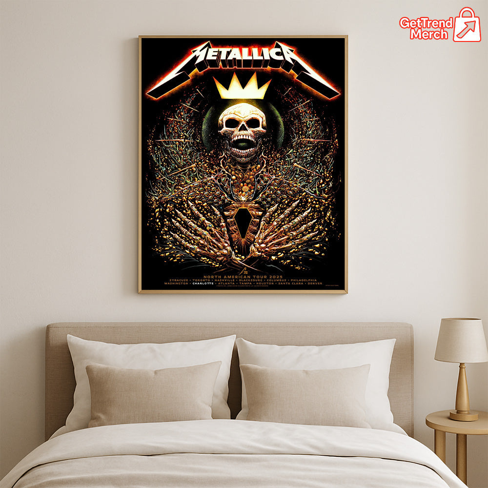 Metallica Charlotte Pop-Up Shop Poster – M72 World Tour 2025 Exclusive Art – North Carolina Canvas Wall Art