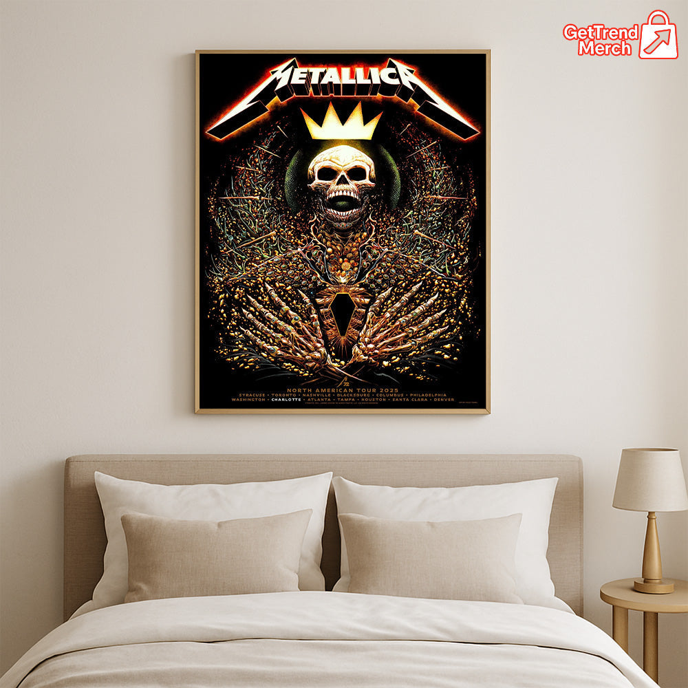 Metallica Charlotte Pop-Up Shop Poster – M72 World Tour 2025 Exclusive Art – North Carolina Canvas Wall Art - Get Trend Merch
