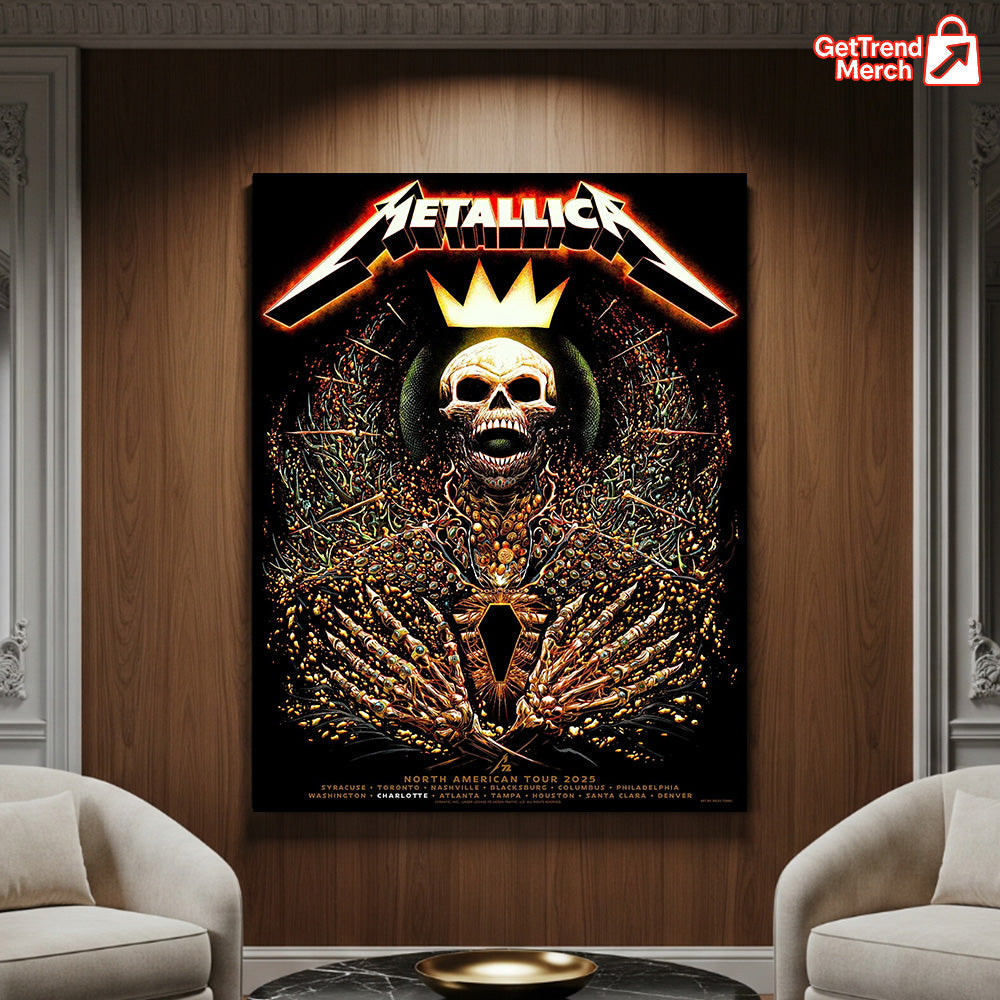Metallica Charlotte Pop-Up Shop Poster – M72 World Tour 2025 Exclusive Art – North Carolina Canvas Wall Art
