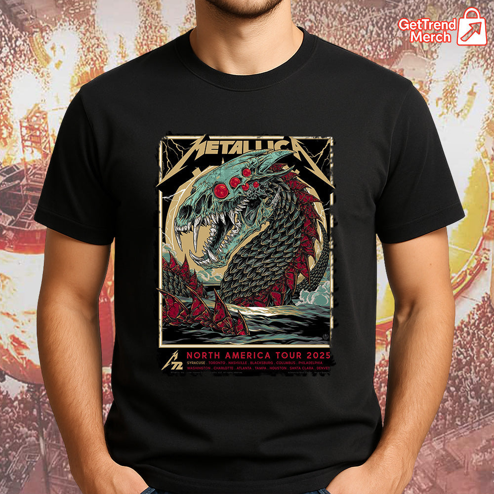 Metallica Concert Tour M72 North America Tour 2025 Sea Beast Official Band T-Shirt - Get Trend Merch