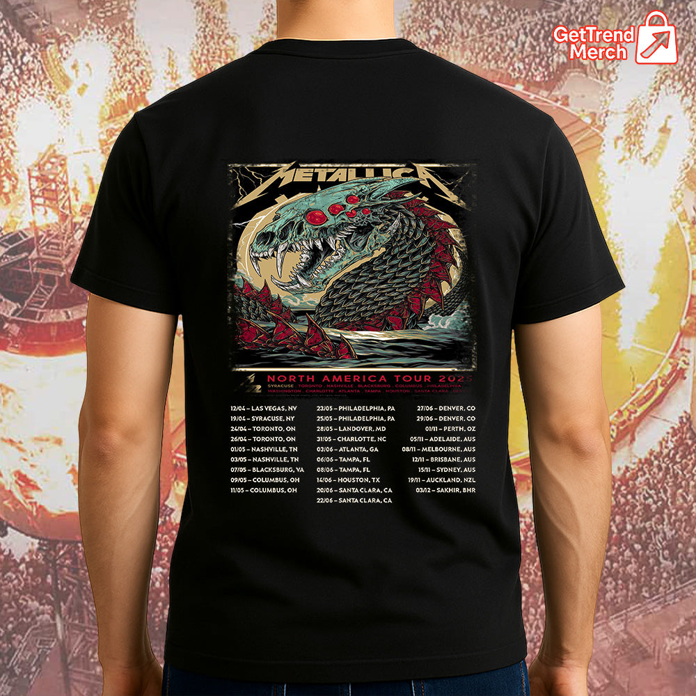 Metallica Concert Tour M72 North America Tour 2025 Sea Beast Official Band T-Shirt - Get Trend Merch