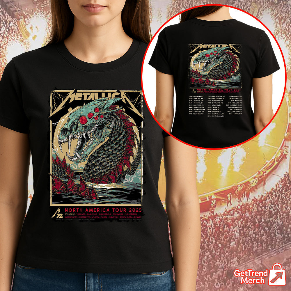Metallica Concert Tour M72 North America Tour 2025 Sea Beast Official Band T-Shirt - Get Trend Merch