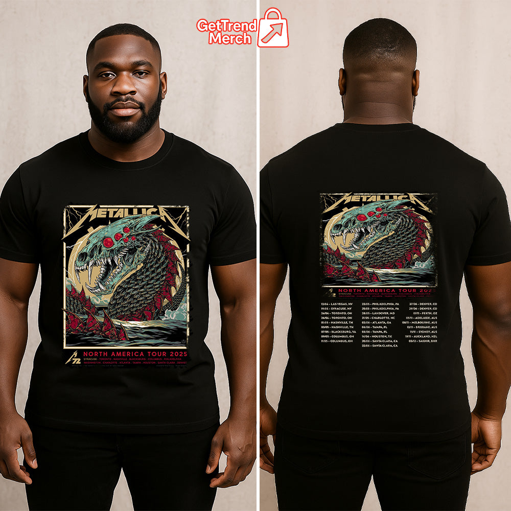 Metallica Concert Tour M72 North America Tour 2025 Sea Beast Official Band T-Shirt - Get Trend Merch
