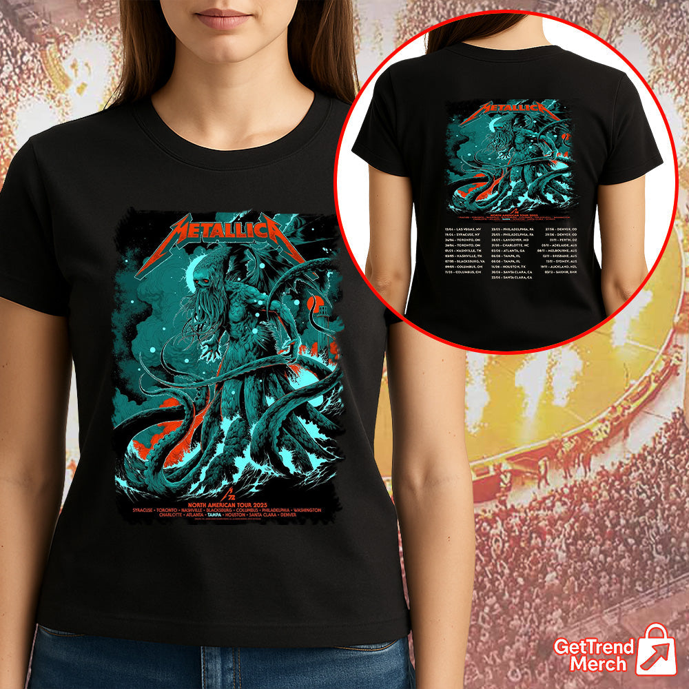 Metallica Concert Tour M72 North American Tour 2025 Cthulhu Sea Monster Official Band T-Shirt, Hoodie & Merch - Get Trend Merch