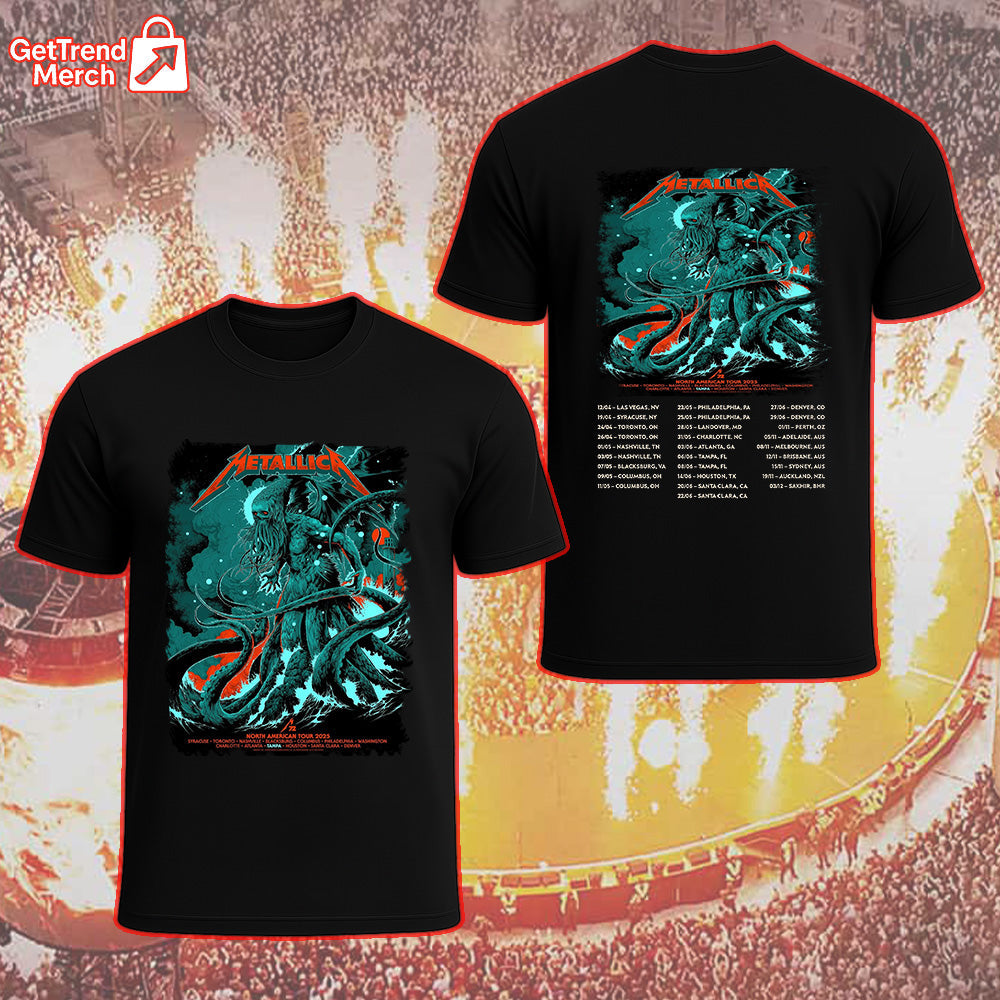 Metallica Concert Tour M72 North American Tour 2025 Cthulhu Sea Monster Official Band T-Shirt, Hoodie & Merch - Get Trend Merch