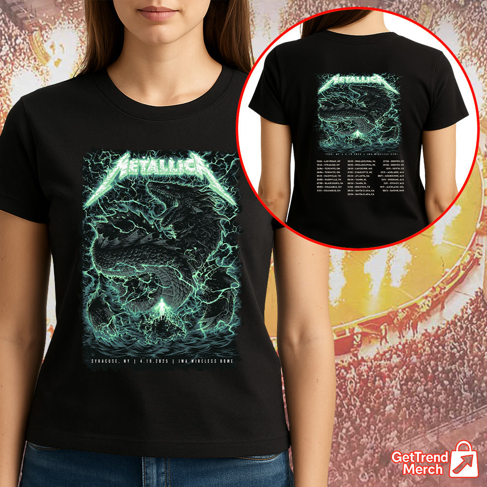Metallica Concert Tour M72 World Tour April 19, 2025 Syracuse, NY Dragonstorm Official Band T-Shirt