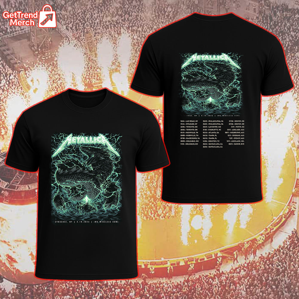 Metallica Concert Tour M72 World Tour April 19, 2025 Syracuse, NY Dragonstorm Official Band T-Shirt