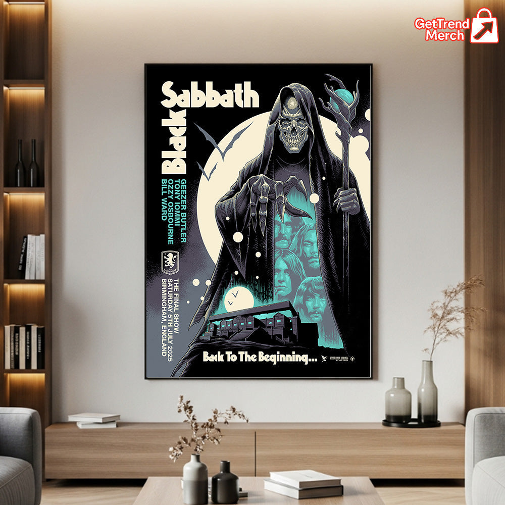 Metallica Concert Tour M72 World Tour July 5, 2025 Birmingham, England Villa Park Back To The Beginning Official Poster Canvas Wall Art