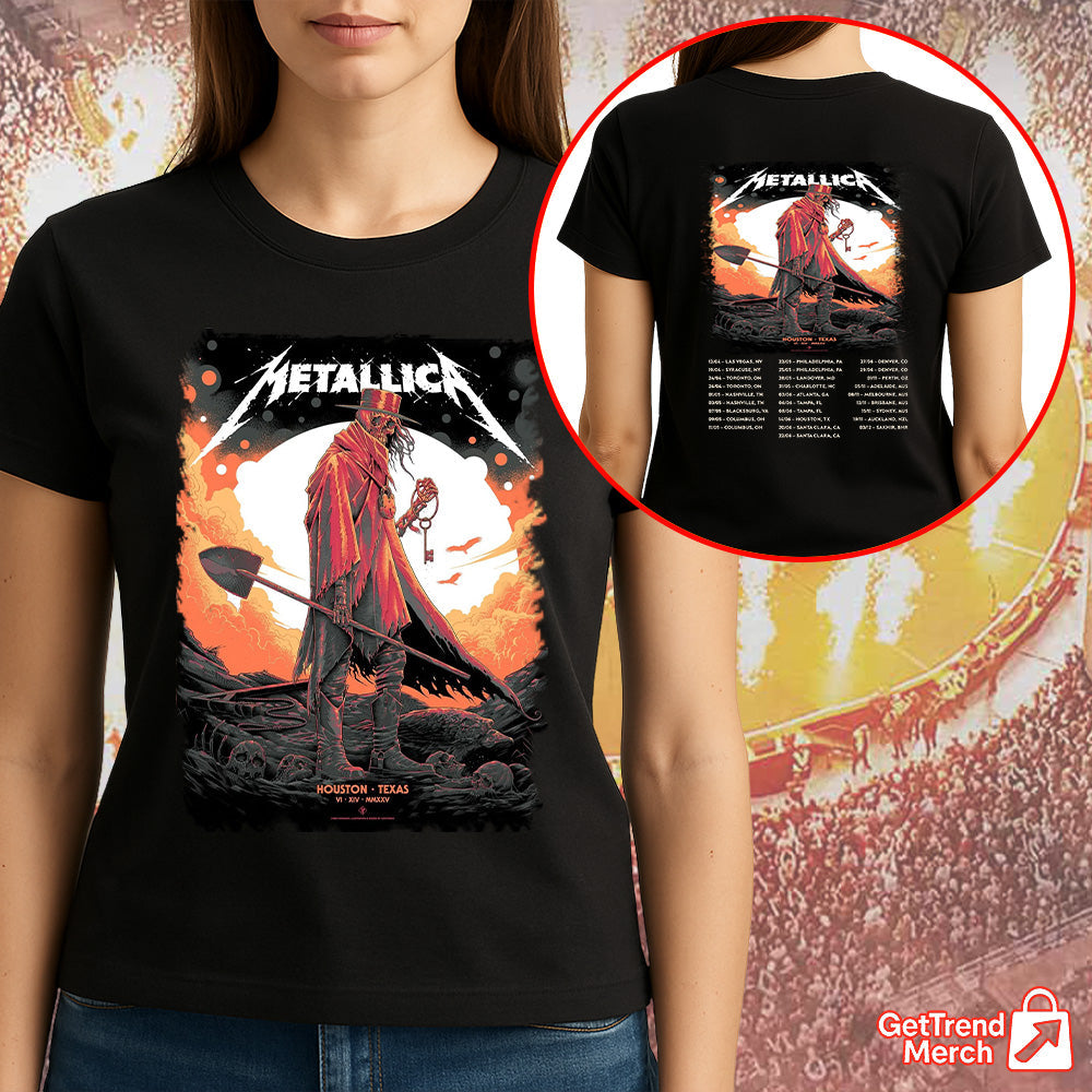 Metallica Concert Tour M72 World Tour June 14, 2025 Houston, TX NRG Stadium Death Reaper Official Band T-Shirt