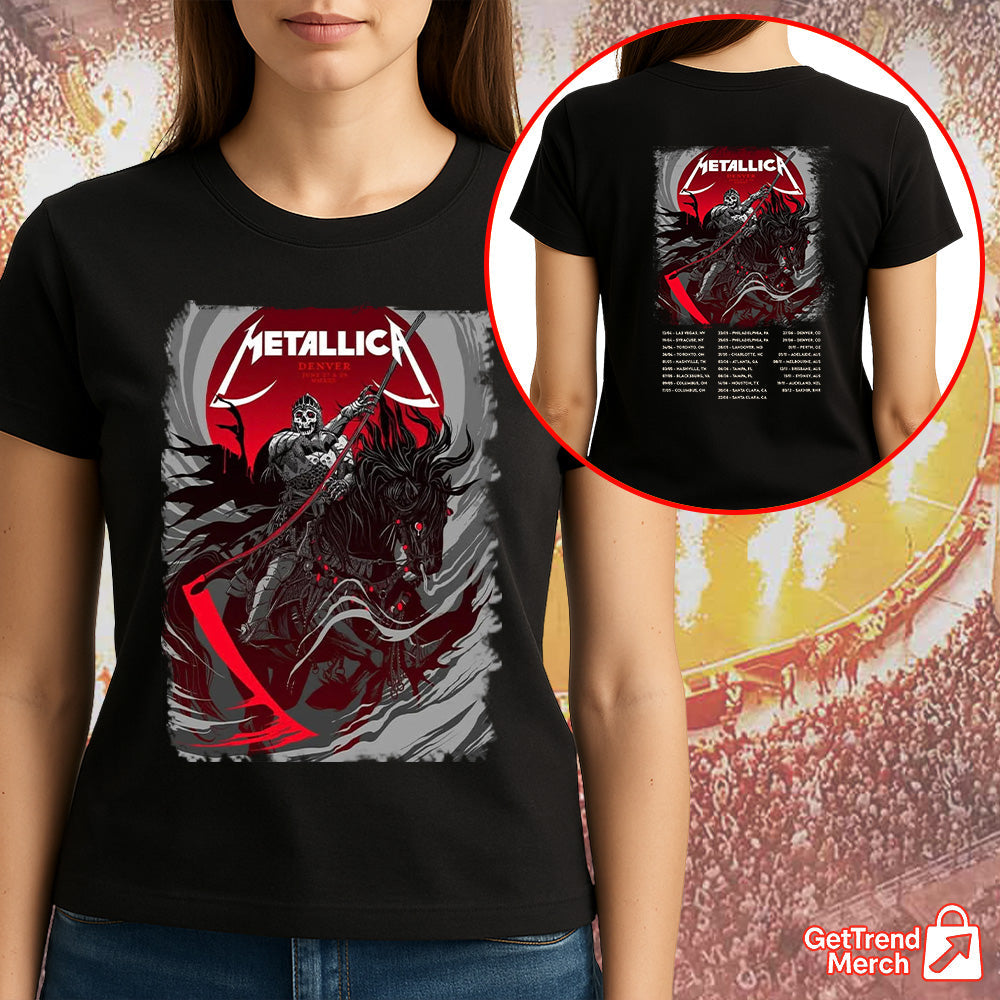 Metallica Concert Tour M72 World Tour June 27 & 29, 2025 Denver, CO Empower Field at Mile High Tonight In Denver Setlist Official T-Shirt by Becky Cloonan - Get Trend Merch