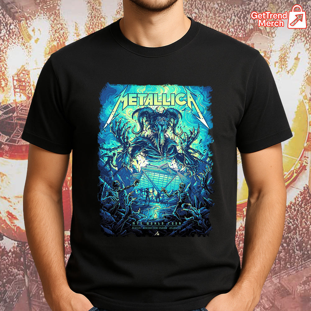 Metallica Concert Tour M72 World Tour June 3, 2025 Atlanta, GA Mercedes-Benz Stadium Demon Ram Apocalypse Official Band T-Shirt