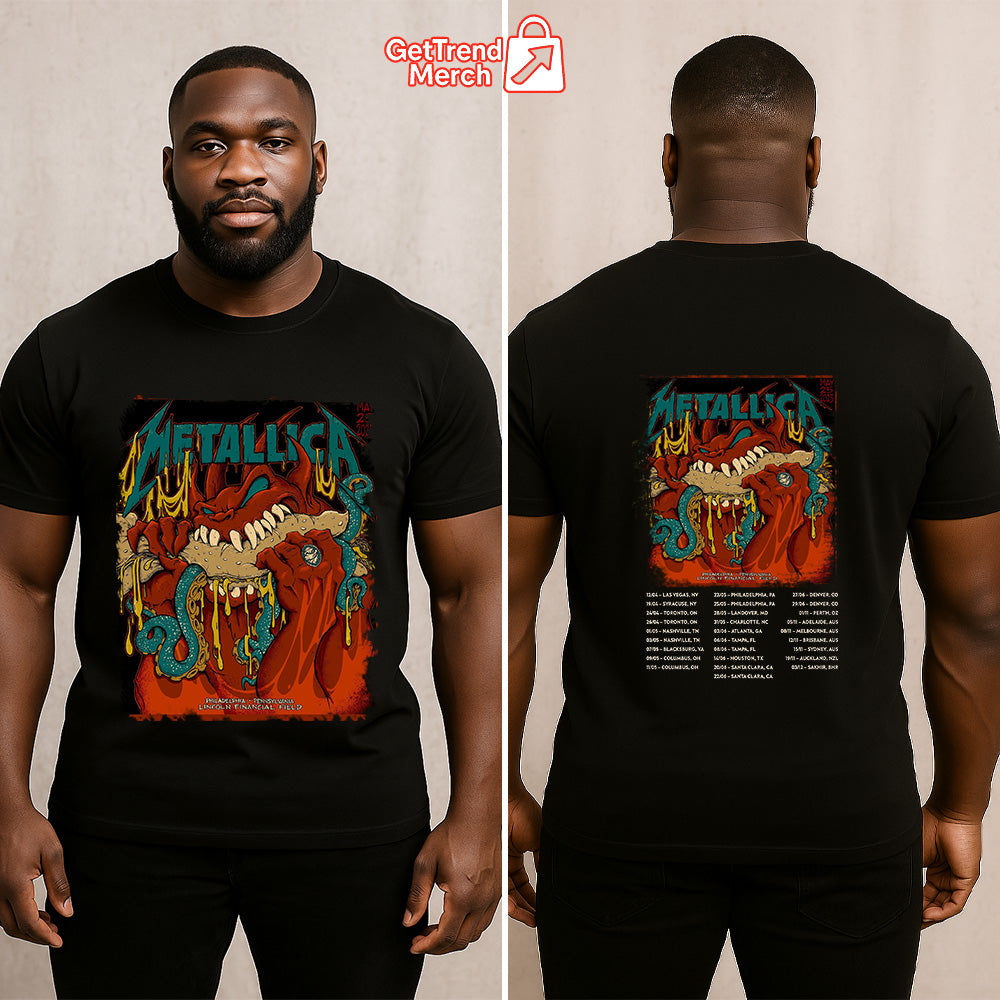 Metallica Concert Tour M72 World Tour May 12, 2025 Philadelphia, PA Lincoln Financial Field Monster Bite Official Band T-Shirt