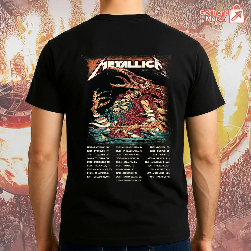 Metallica Concert Tour M72 World Tour May 7, 2025 Blacksburg, VA Firebeast Skullchain Official Band T-Shirt - Get Trend Merch