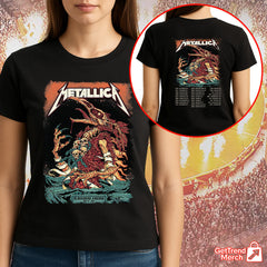 Metallica Concert Tour M72 World Tour May 7, 2025 Blacksburg, VA Firebeast Skullchain Official Band T-Shirt