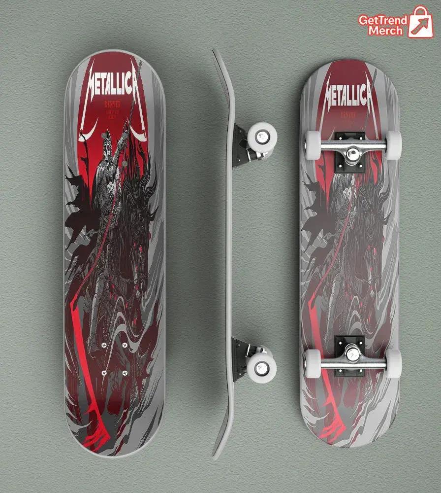 Metallica Denver 2025 Grim Rider Skateboard Deck | Limited Edition M72 Tour Art – June 27 & 29 Shows - Get Trend Merch