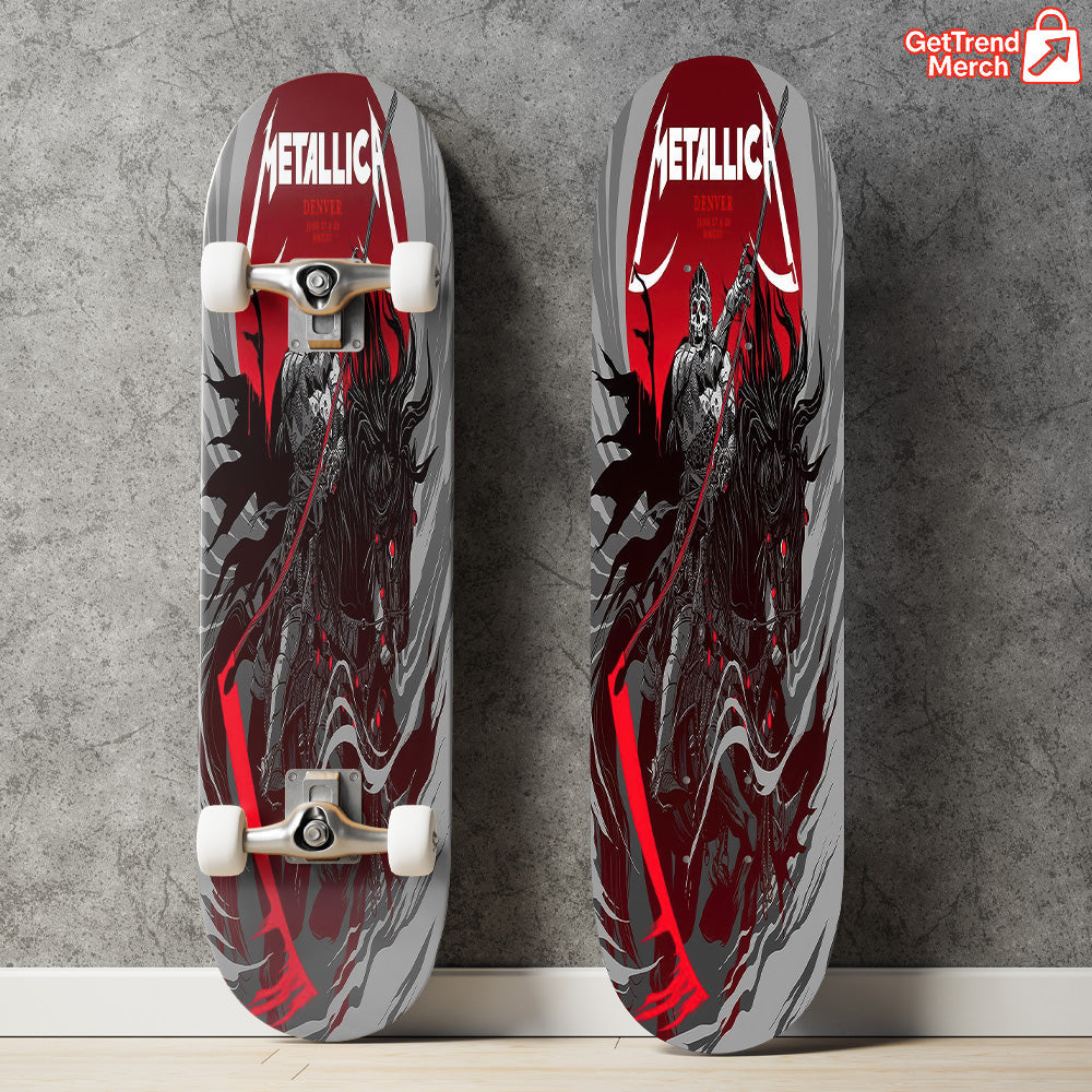 Metallica Denver 2025 Grim Rider Skateboard Deck | Limited Edition M72 Tour Art – June 27 & 29 Shows

