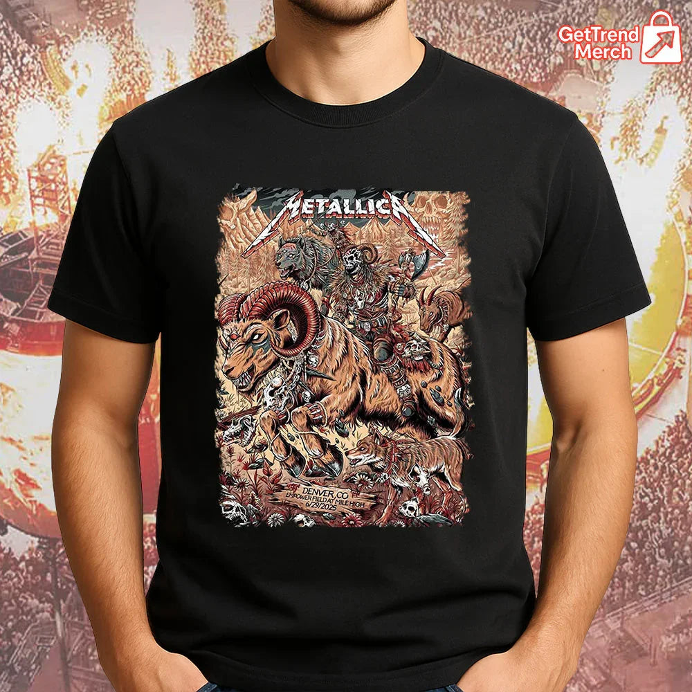 Metallica June 27 & June 29, 2025 Denver T-Shirt | Warbeast & Skull Warriors Tour Merch | M72 Limited Edition Concert Tee - Get Trend Merch