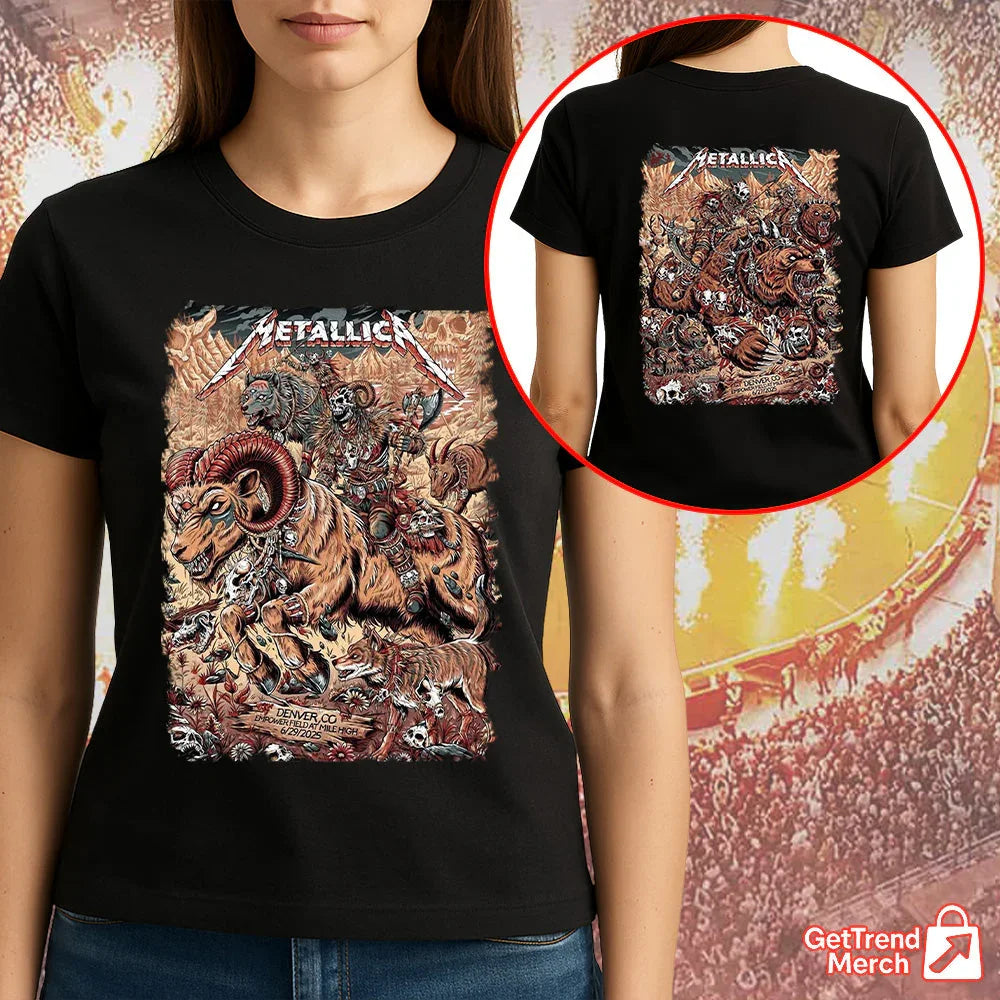Metallica June 27 & June 29, 2025 Denver T-Shirt | Warbeast & Skull Warriors Tour Merch | M72 Limited Edition Concert Tee - Get Trend Merch