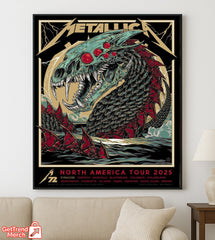 Metallica M72 North America Tour 2025 Canvas Poster – Rhys Cooper Artwork, Heavy Metal Wall Art Print