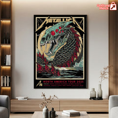 Metallica M72 North America Tour 2025 Canvas Poster – Rhys Cooper Artwork, Heavy Metal Wall Art Print