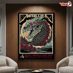 Metallica M72 North America Tour 2025 Canvas Poster – Rhys Cooper Artwork, Heavy Metal Wall Art Print