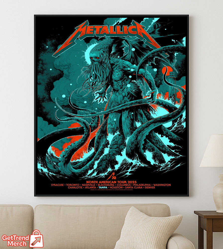 Metallica M72 Tour 2025 Canvas Poster – Tonight In Tampa Setlist Wall Art by Ken Taylor - Get Trend Merch